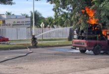 Incidente de fuego en Vía Principal de Chetumal