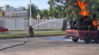 Incidente de fuego en Vía Principal de Chetumal