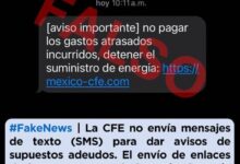 Alerta CFE sobre textos falsos con su logotipo