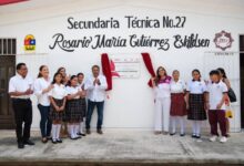 Mara Lezama inaugura nuevo domo y rehabilita cancha deportiva en la Secundaria Técnica No. 27 de Chetumal